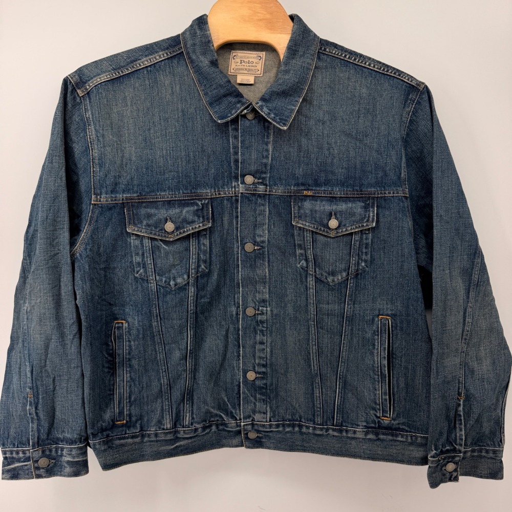 Polo Ralph Lauren Denim Jacket Mens‎ 3XB Blue Trucker Cotton Classic Wash